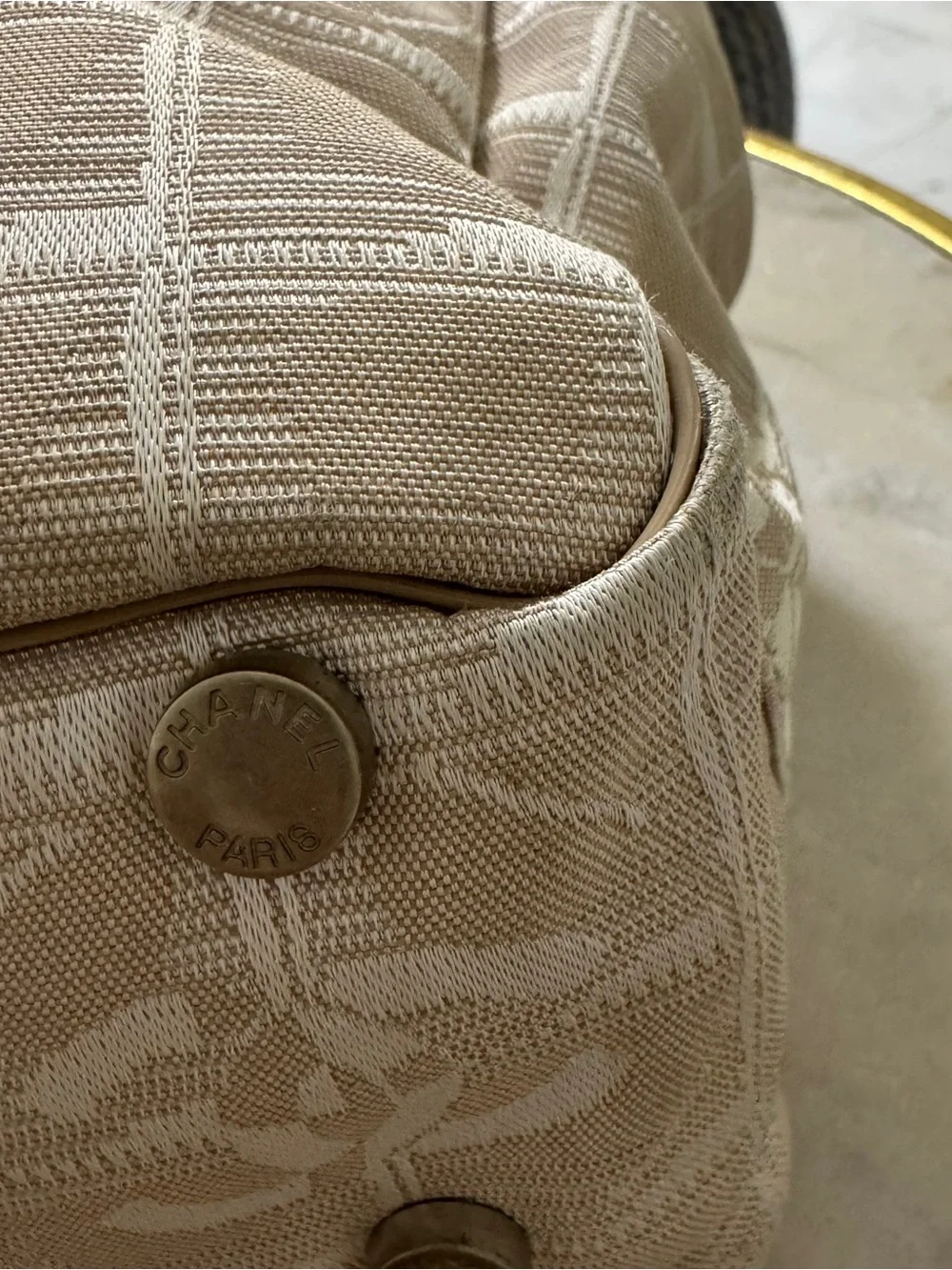CHANEL travel line Beige & Cream Logo Pattern Tote